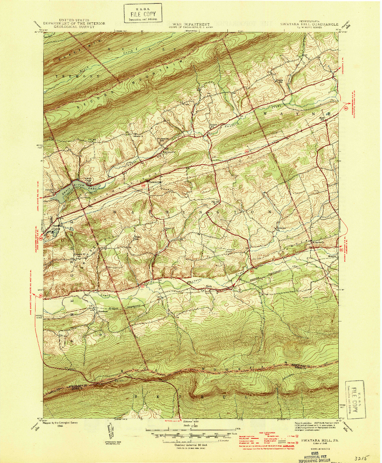 USGS 1:31680-SCALE QUADRANGLE FOR SWATARA HILL, PA 1946
