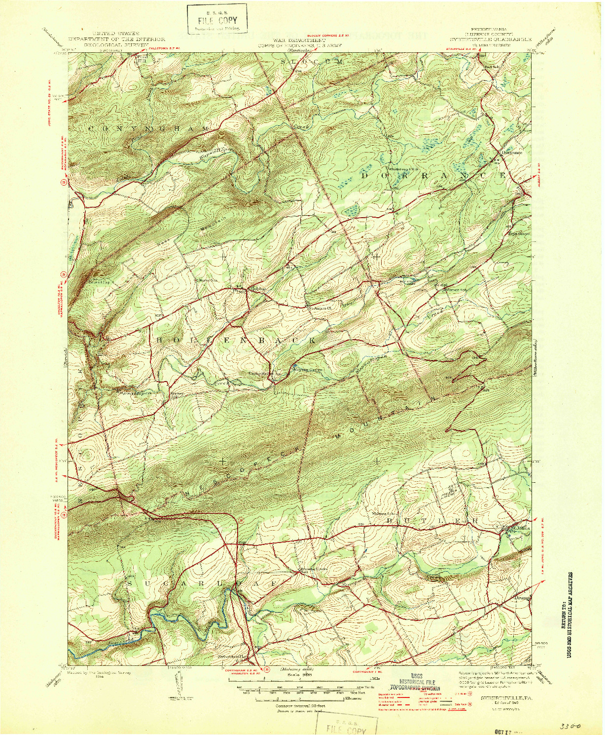 USGS 1:31680-SCALE QUADRANGLE FOR SYBERTSVILLE, PA 1946