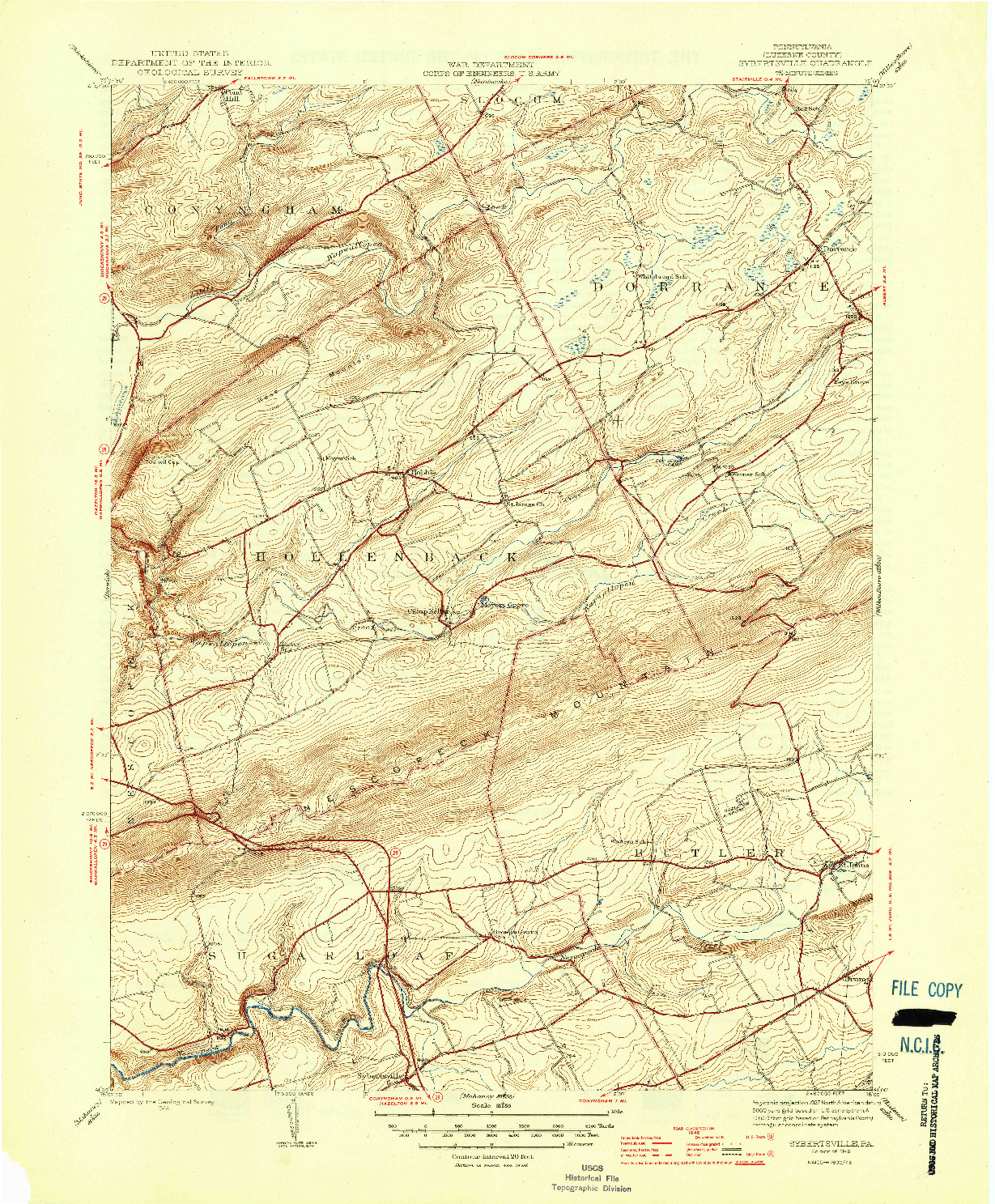 USGS 1:31680-SCALE QUADRANGLE FOR SYBERTSVILLE, PA 1946