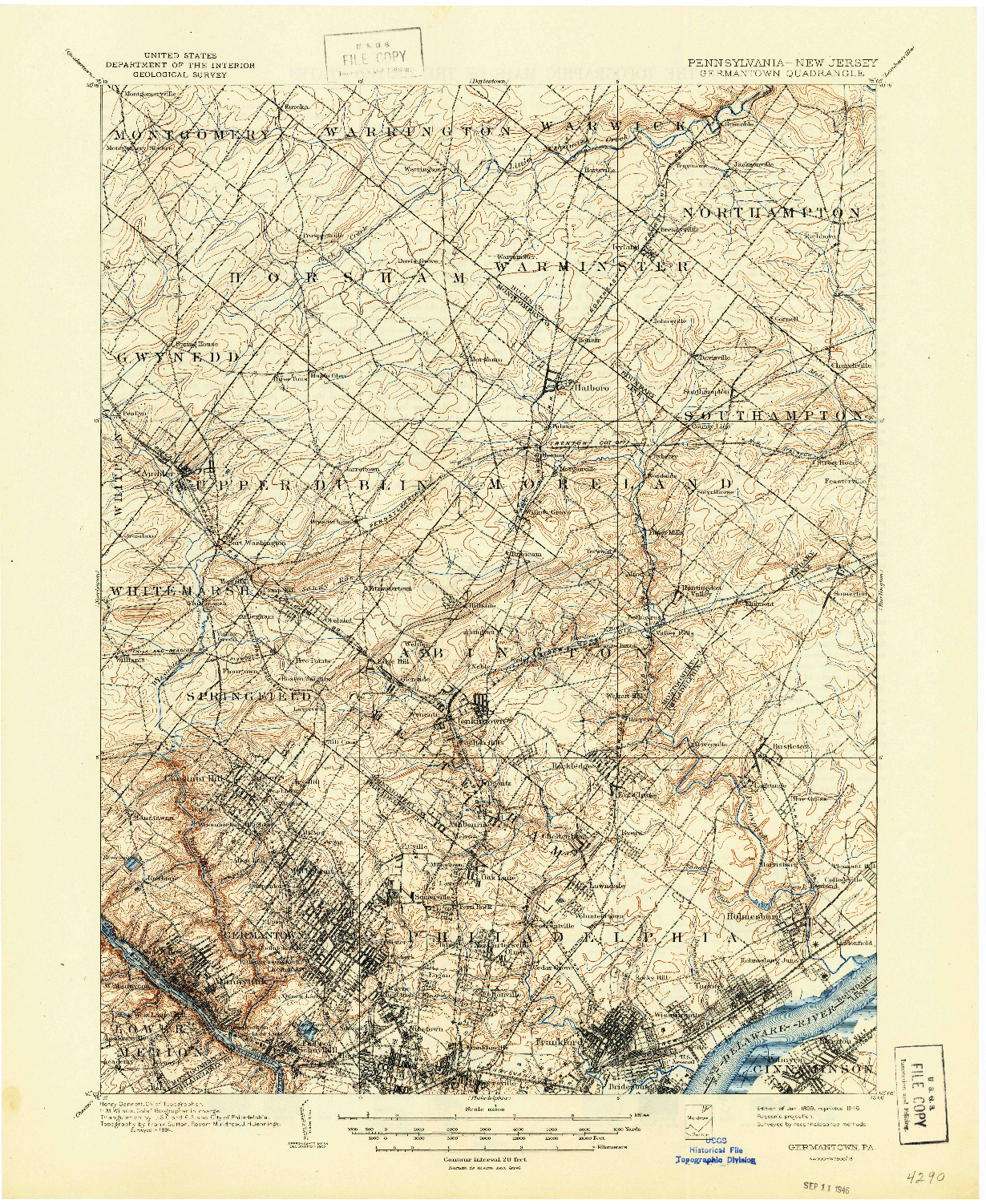 USGS 1:62500-SCALE QUADRANGLE FOR GERMANTOWN, PA 1899