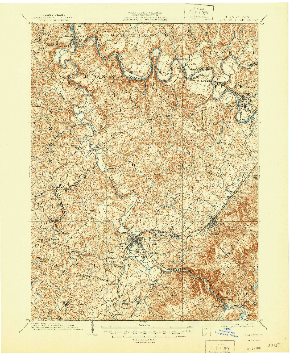 USGS 1:62500-SCALE QUADRANGLE FOR LATROBE, PA 1903