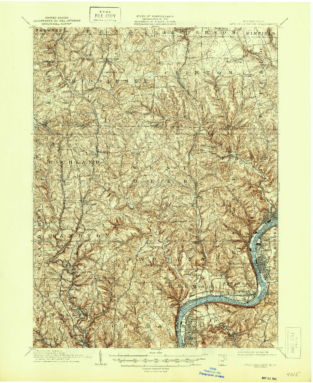 USGS 1:62500-SCALE QUADRANGLE FOR NEW KENSINGTON, PA 1910