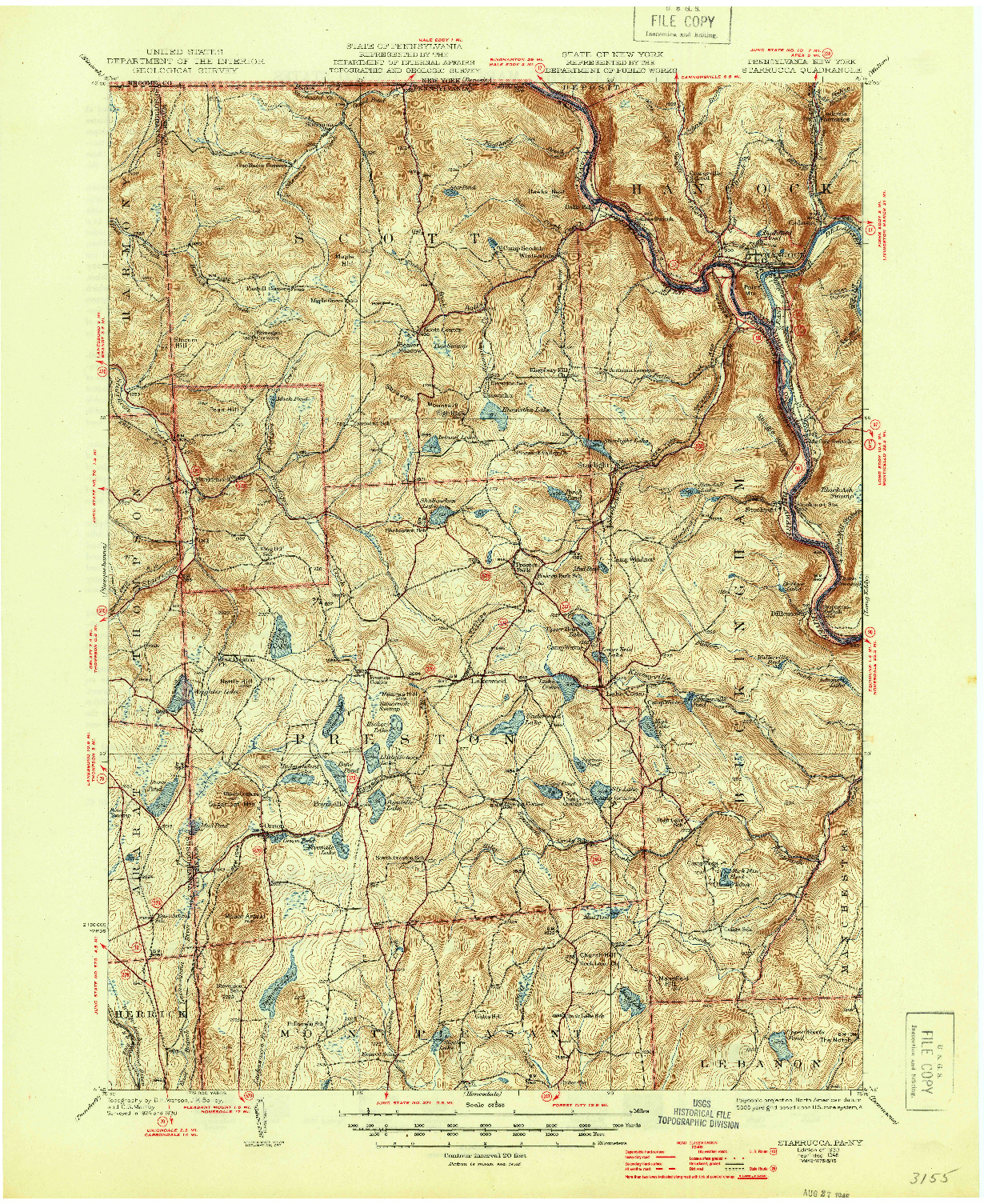 USGS 1:62500-SCALE QUADRANGLE FOR STARRUCCA, PA 1933