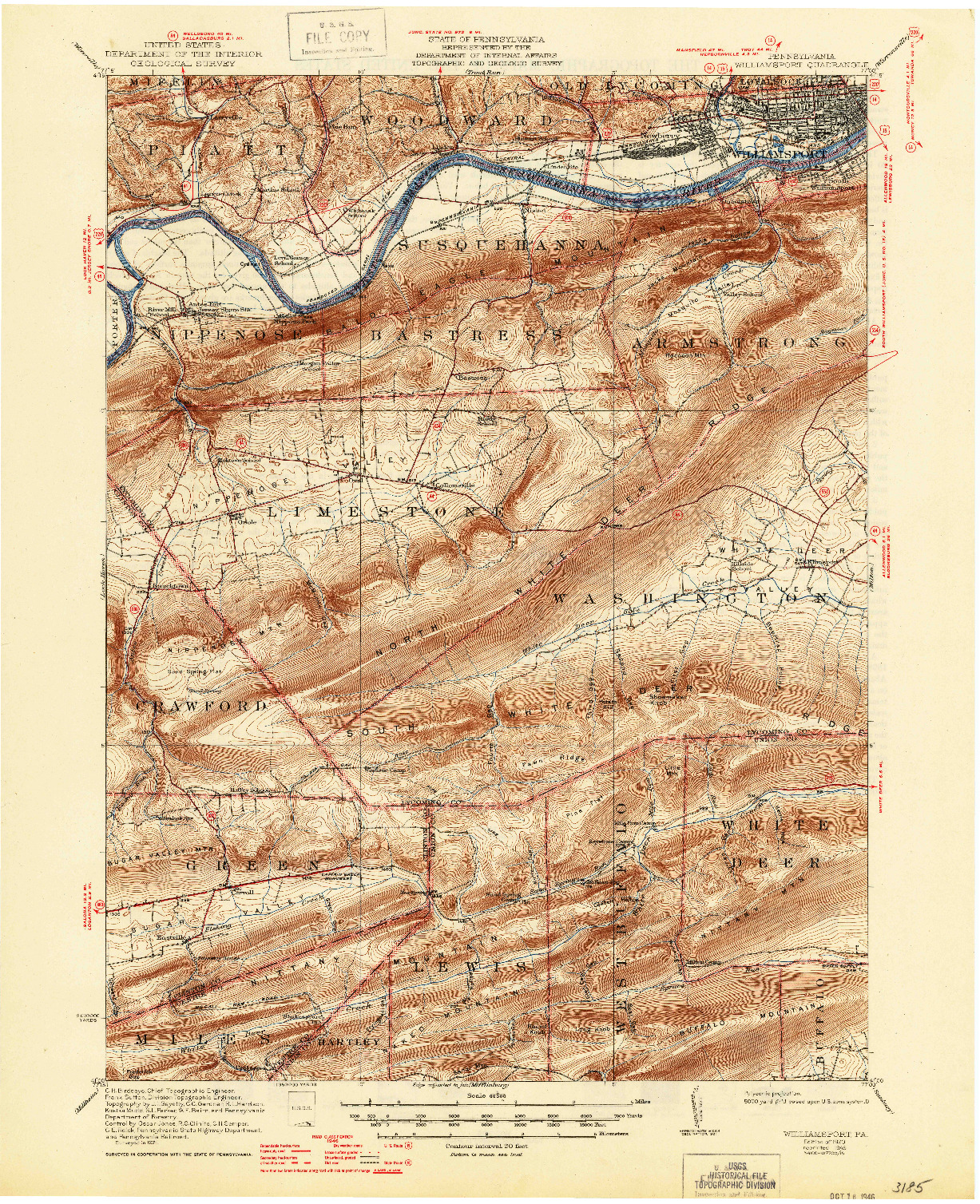 USGS 1:62500-SCALE QUADRANGLE FOR WILLIAMSPORT, PA 1923