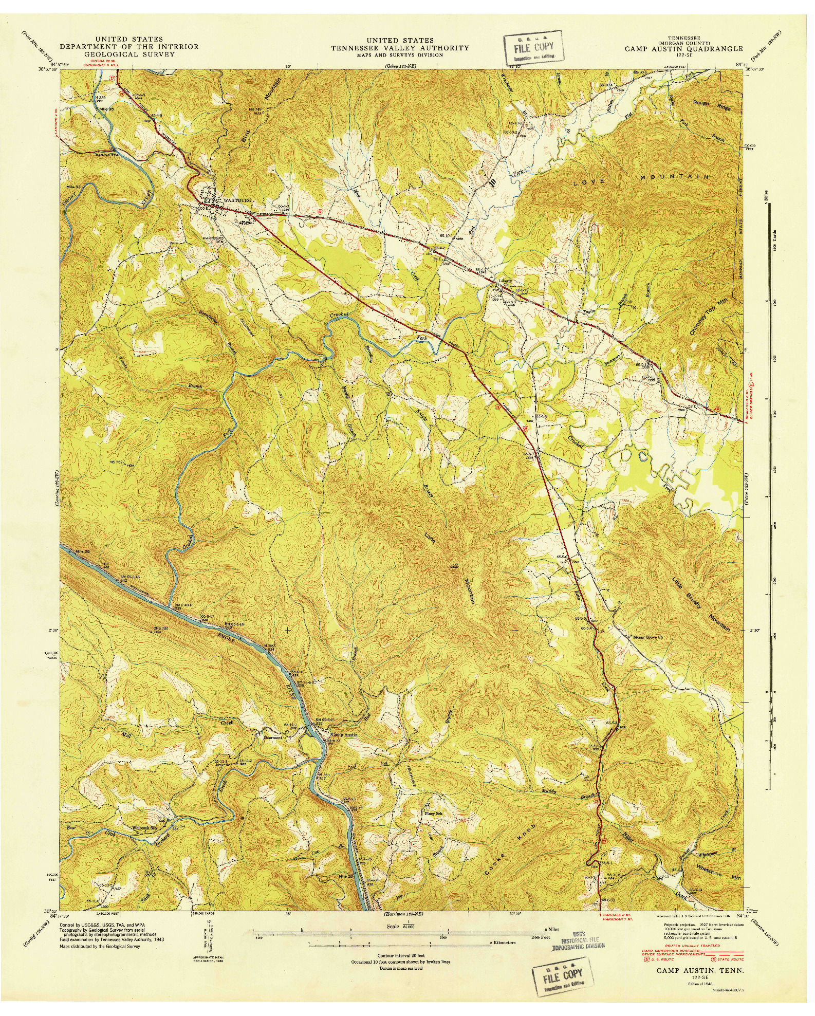 USGS 1:24000-SCALE QUADRANGLE FOR CAMP AUSTIN, TN 1946