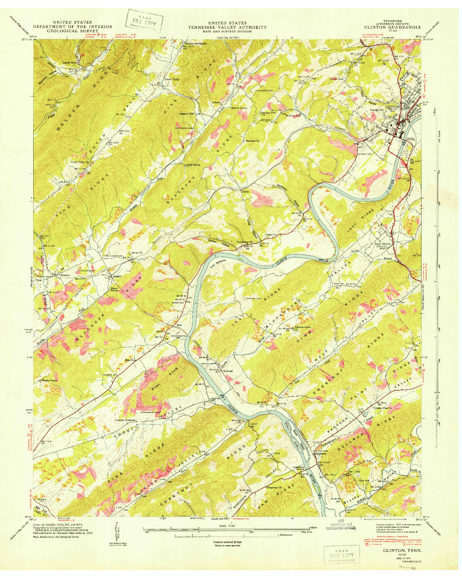 USGS 1:24000-SCALE QUADRANGLE FOR CLINTON, TN 1946
