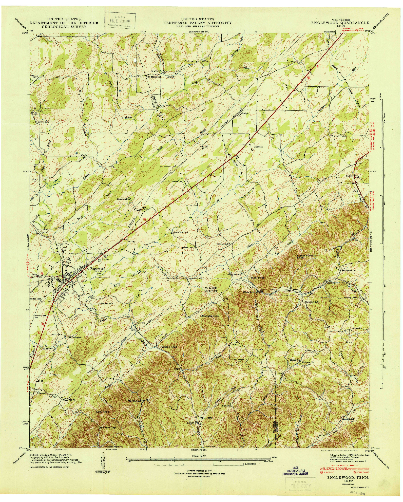 USGS 1:24000-SCALE QUADRANGLE FOR ENGLEWOOD, TN 1945