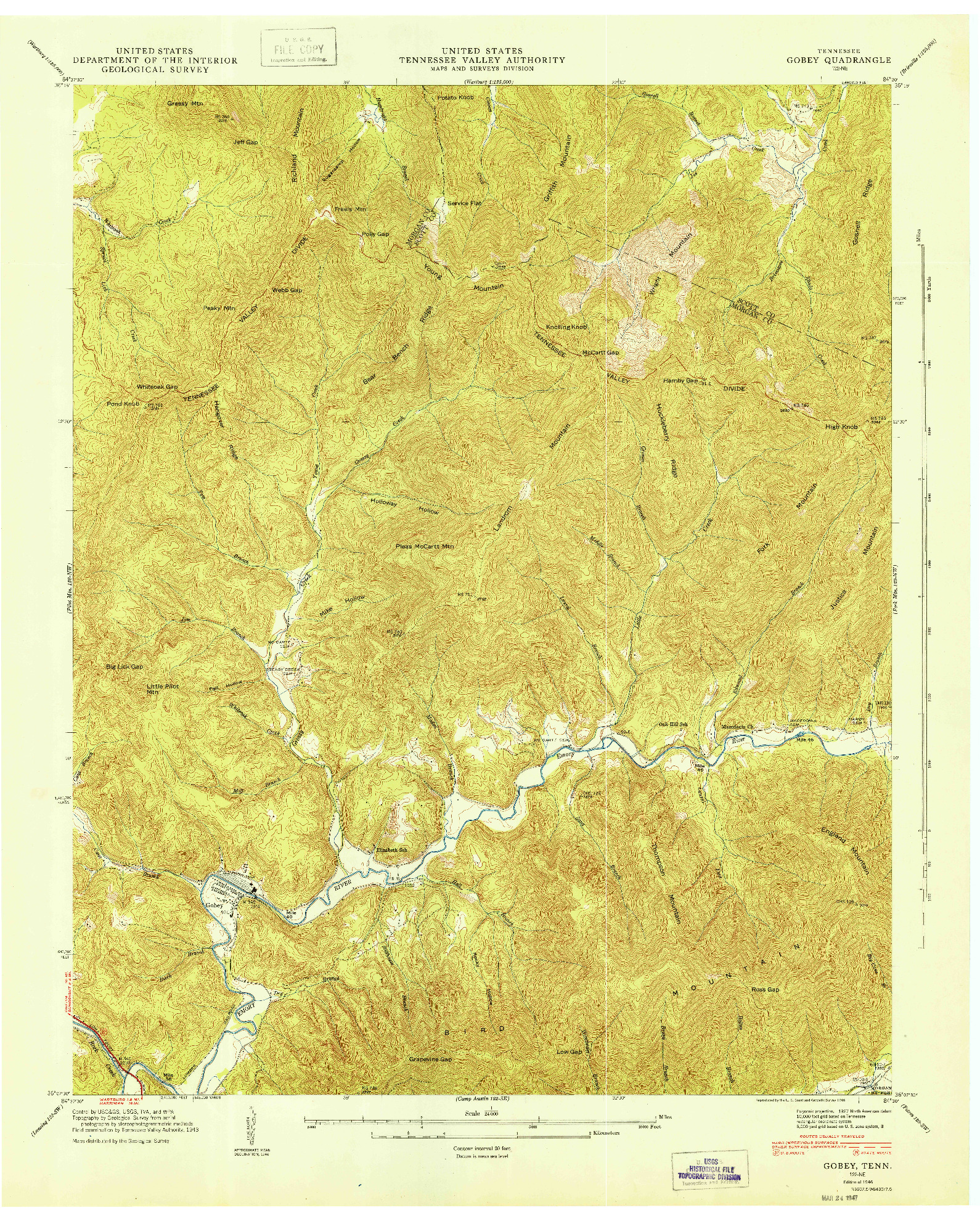 USGS 1:24000-SCALE QUADRANGLE FOR GOBEY, TN 1946