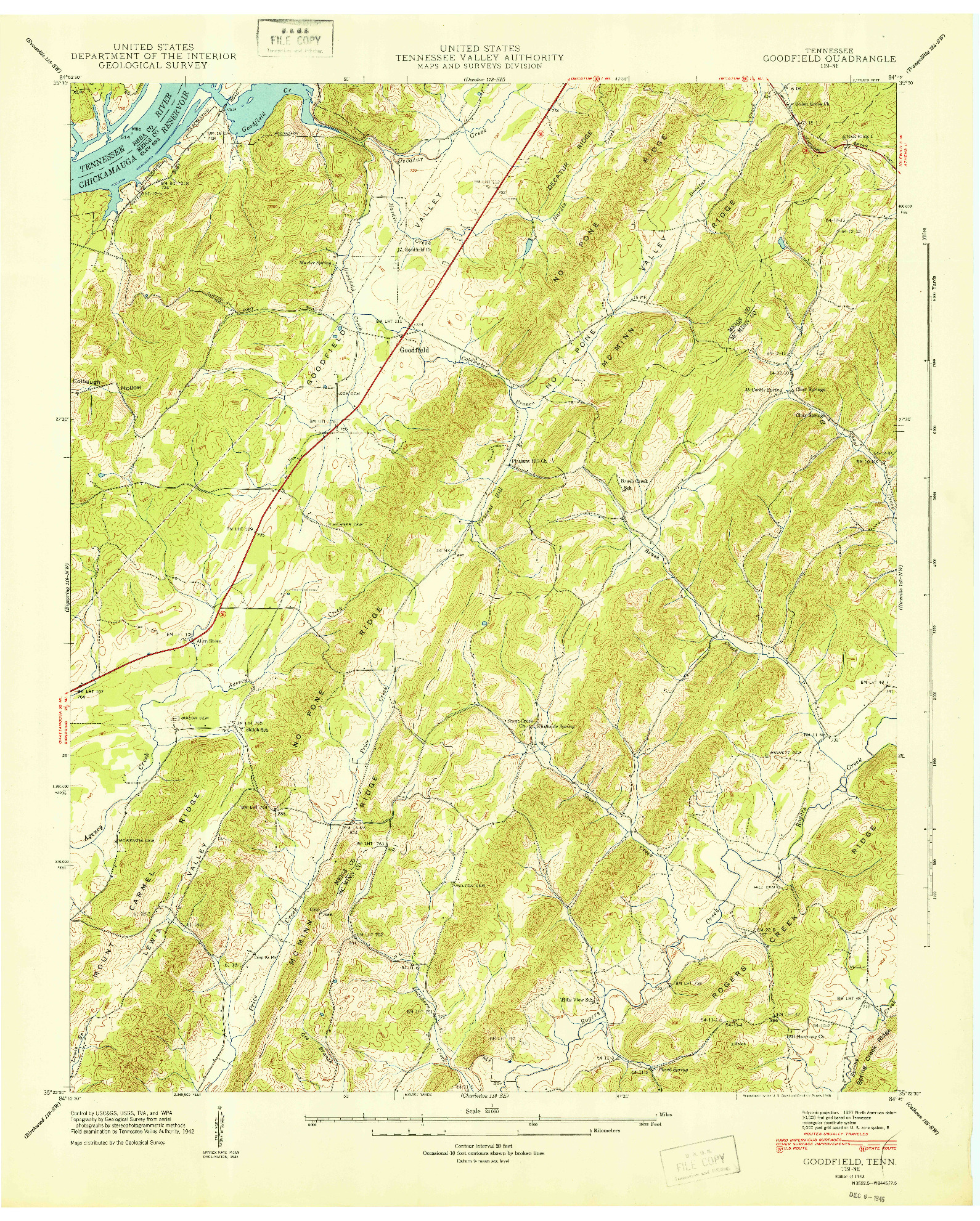 USGS 1:24000-SCALE QUADRANGLE FOR GOODFIELD, TN 1943