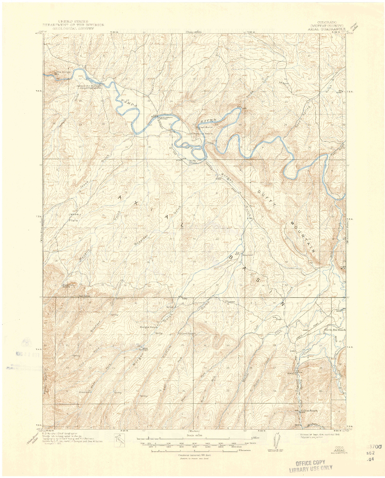 USGS 1:62500-SCALE QUADRANGLE FOR AXIAL, CO 1914