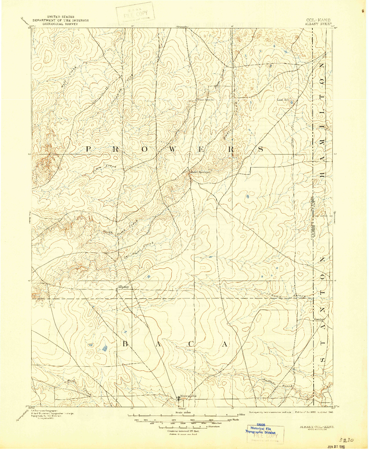 USGS 1:125000-SCALE QUADRANGLE FOR ALBANY, CO 1893