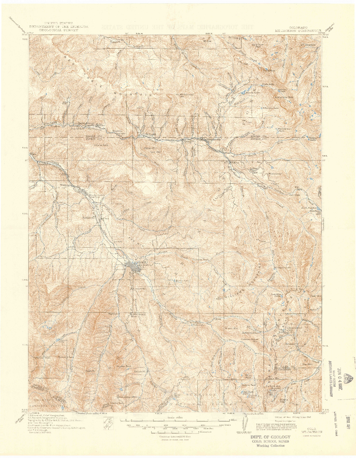 USGS 1:125000-SCALE QUADRANGLE FOR MOUNT JACKSON, CO 1911
