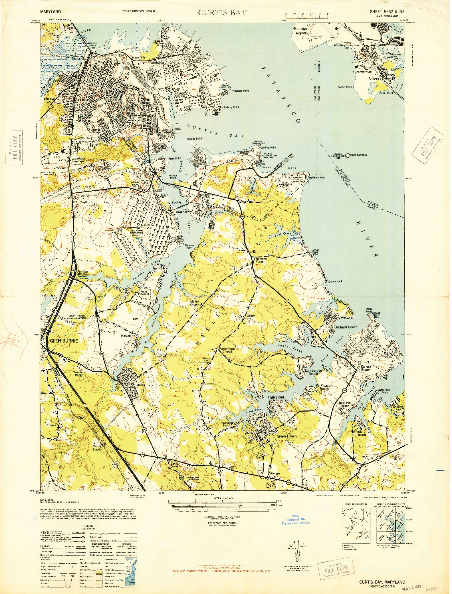 USGS 1:24000-SCALE QUADRANGLE FOR CURTIS BAY, MD 1946