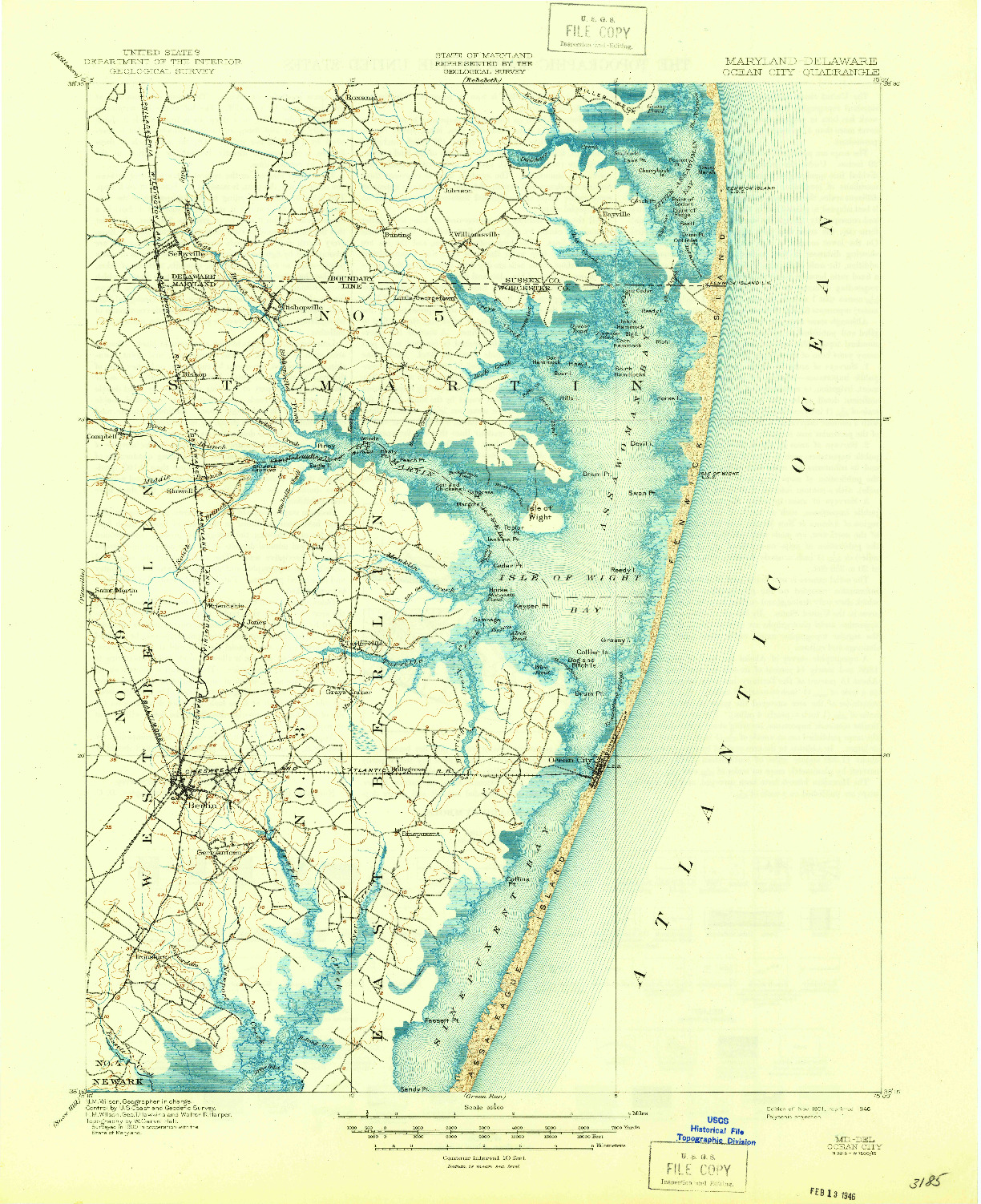 USGS 1:62500-SCALE QUADRANGLE FOR OCEAN CITY, MD 1901