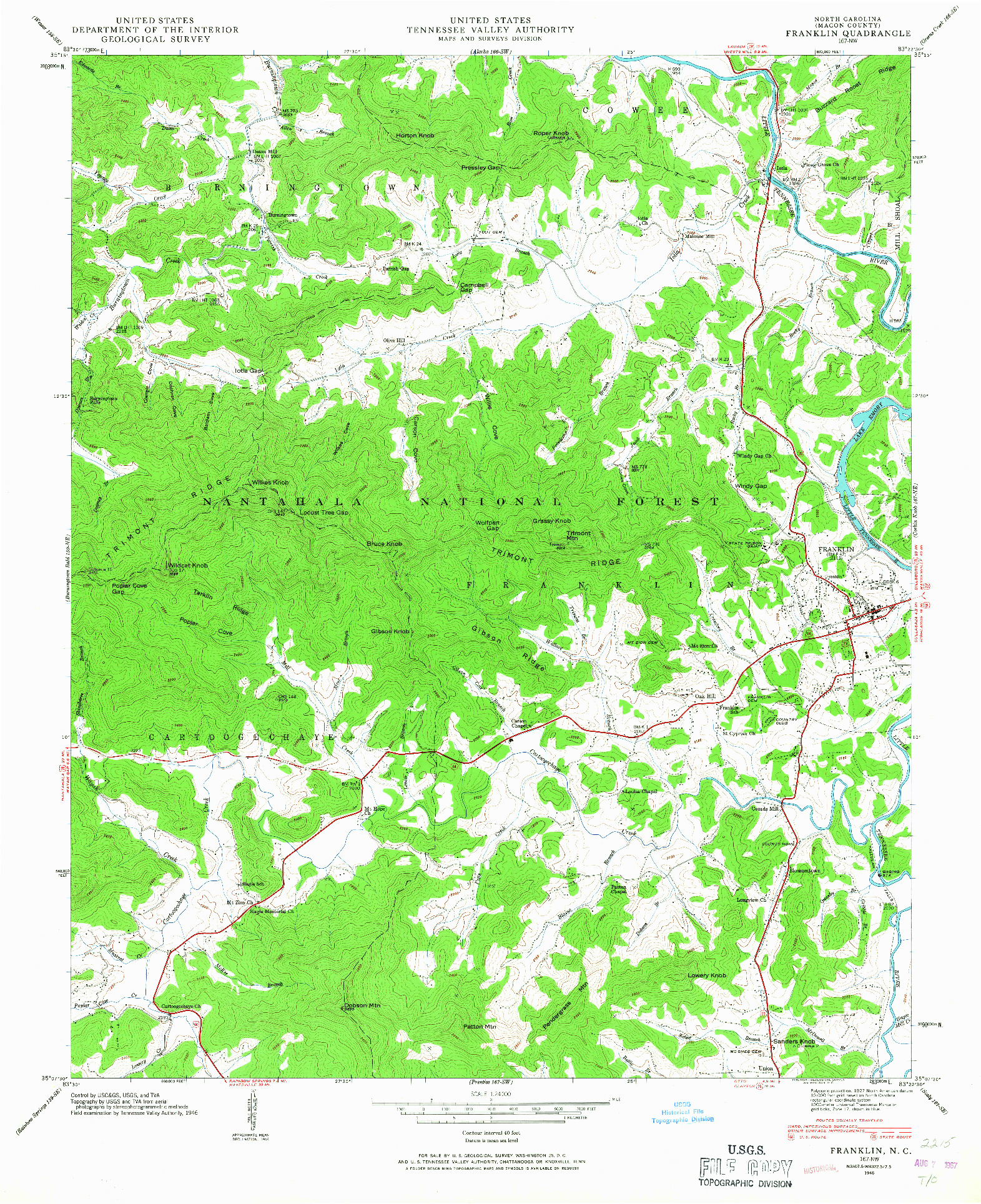 USGS 1:24000-SCALE QUADRANGLE FOR FRANKLIN, NC 1946