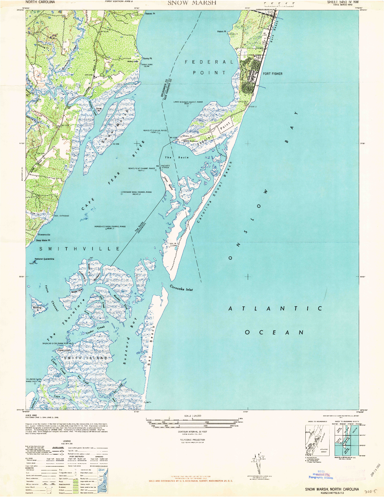 USGS 1:24000-SCALE QUADRANGLE FOR SNOW MARSH, NC 1946