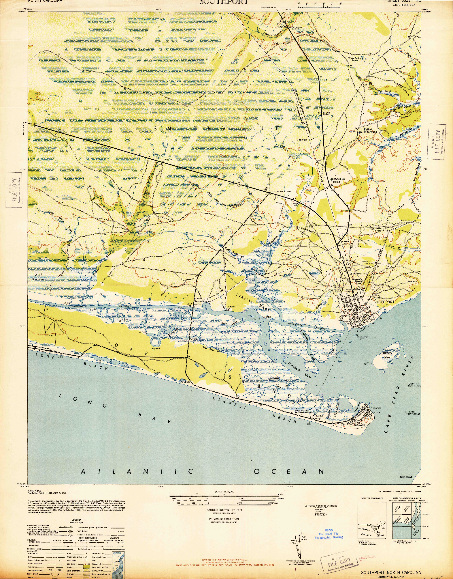 USGS 1:24000-SCALE QUADRANGLE FOR SOUTHPORT, NC 1946