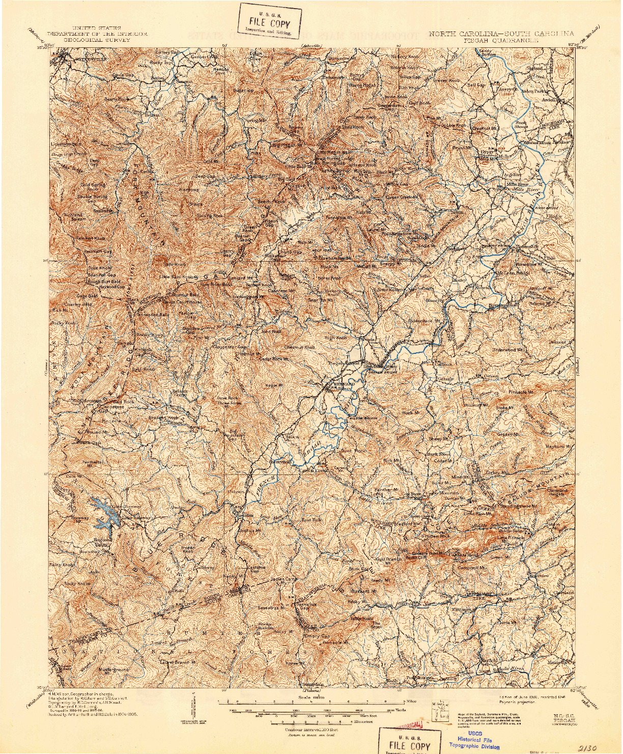 USGS 1:125000-SCALE QUADRANGLE FOR PISGAH, NC 1906