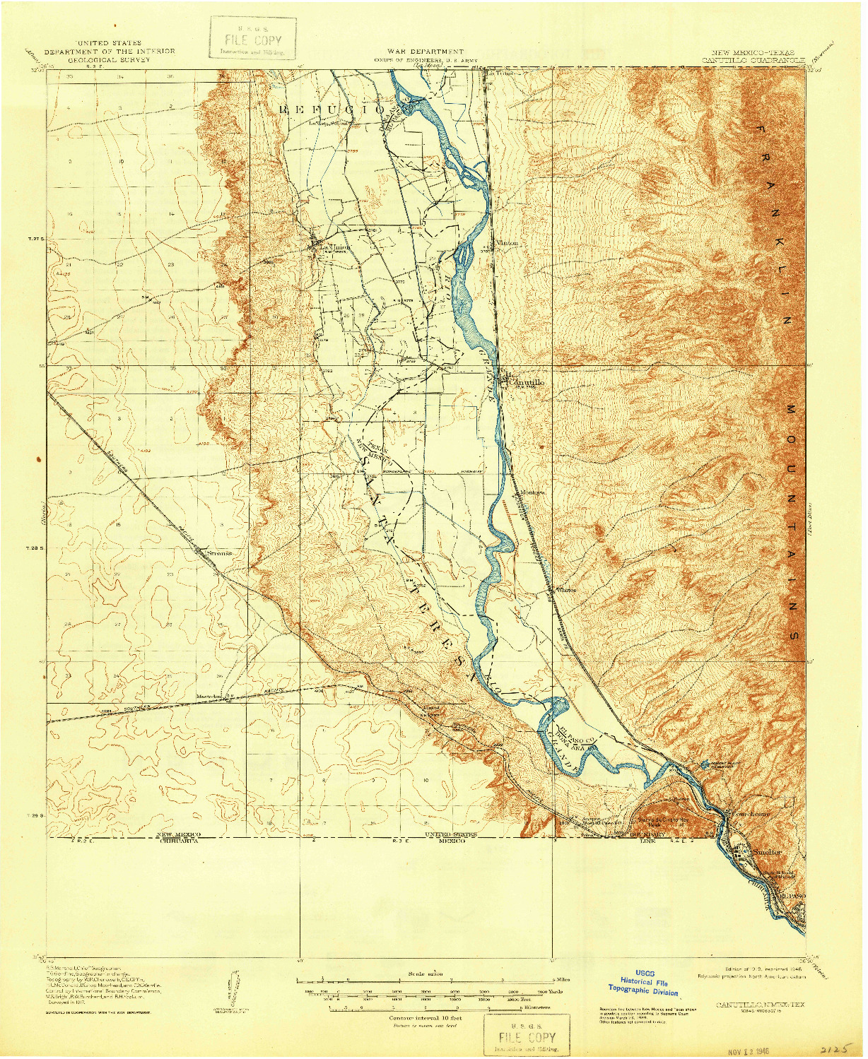 USGS 1:62500-SCALE QUADRANGLE FOR CANUTILLO, NM 1919