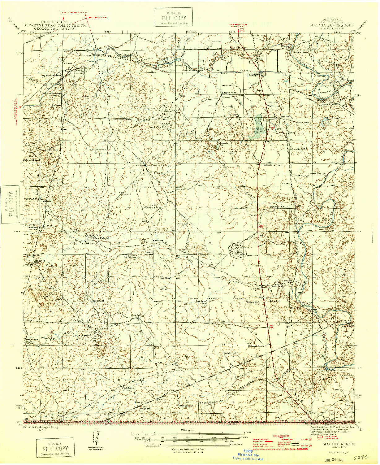 USGS 1:62500-SCALE QUADRANGLE FOR MALAGA, NM 1946
