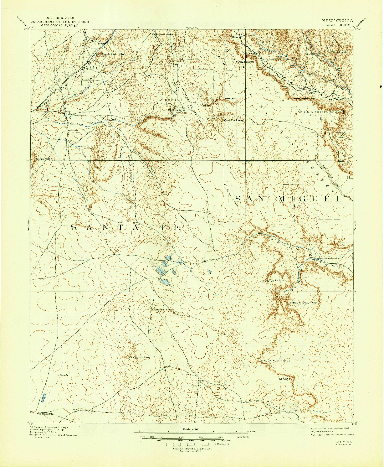 USGS 1:125000-SCALE QUADRANGLE FOR LAMY, NM 1894