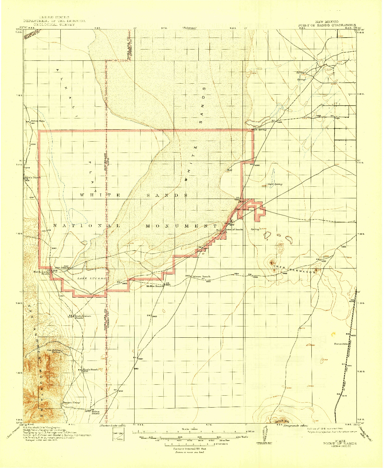 USGS 1:125000-SCALE QUADRANGLE FOR POINT OF SANDS, NM 1916