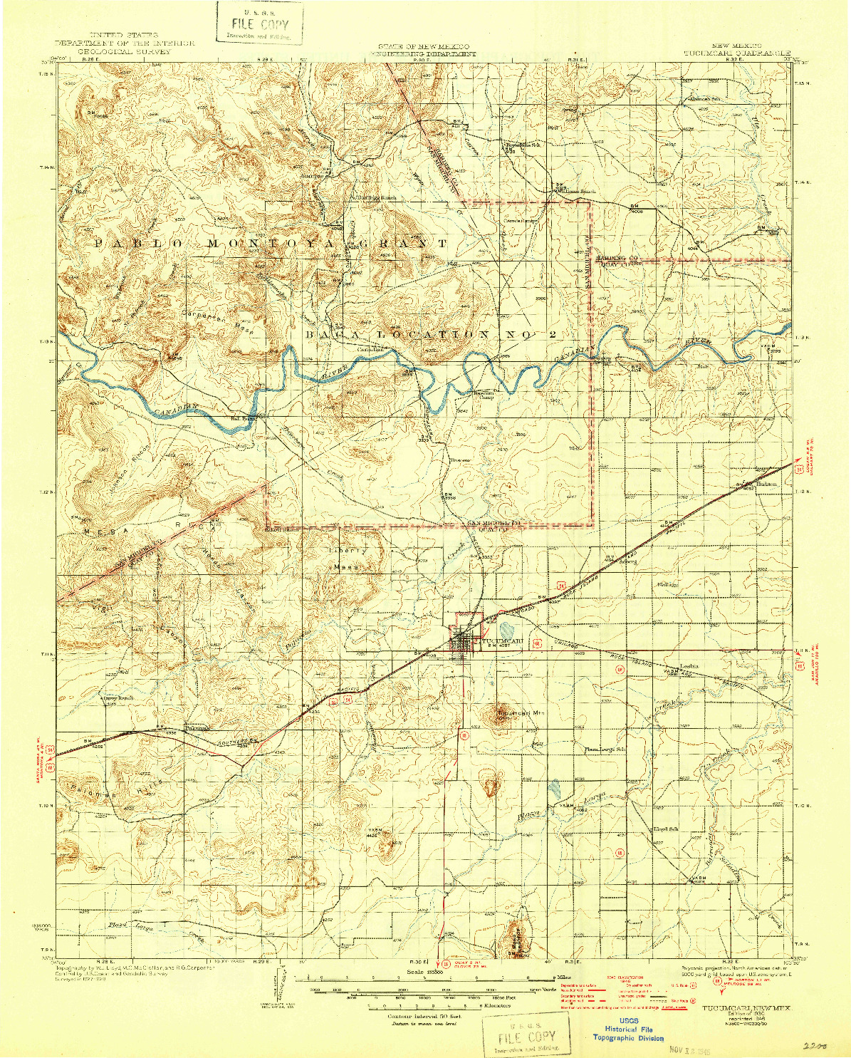 USGS 1:125000-SCALE QUADRANGLE FOR TUCUMCARI, NM 1930