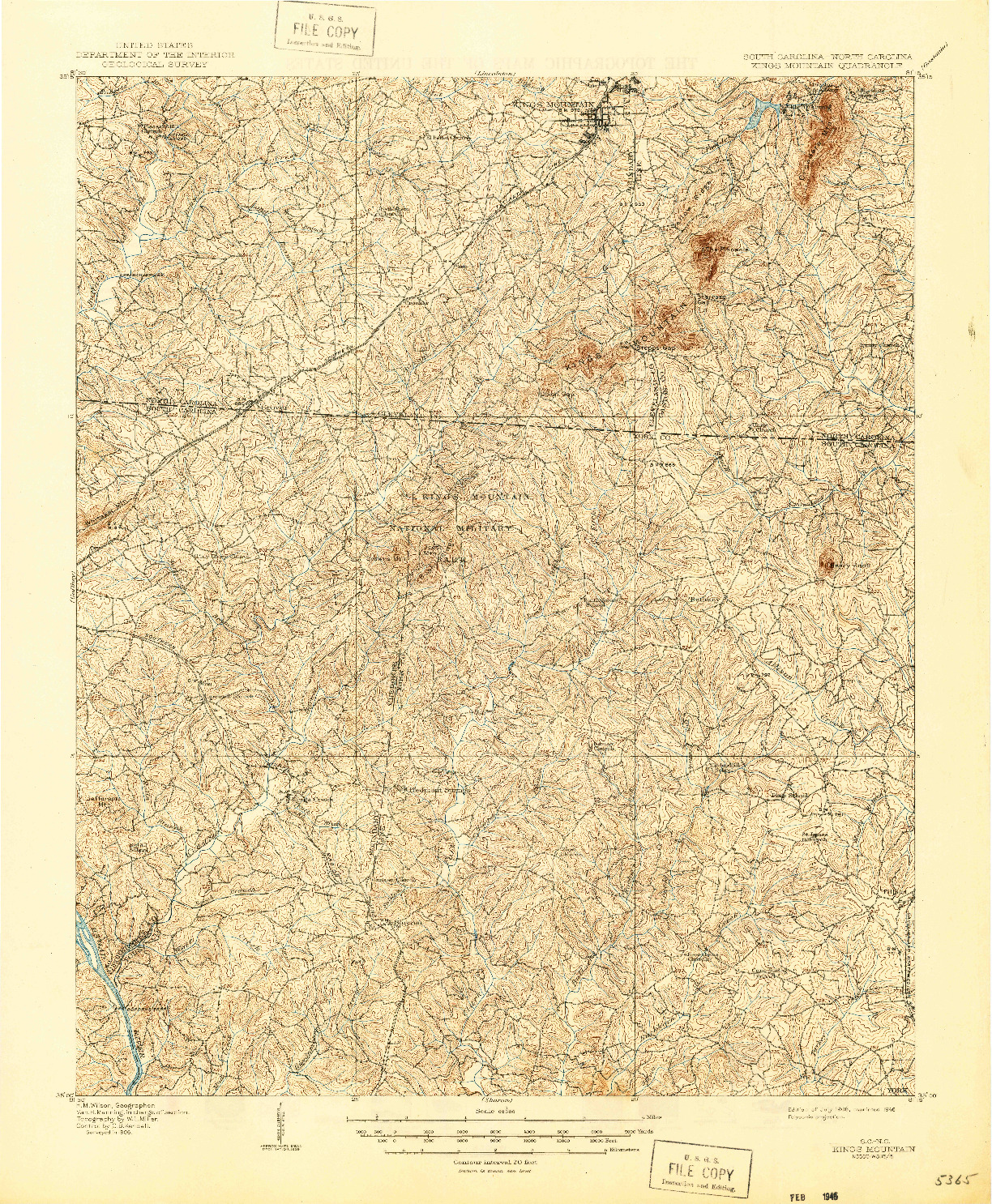 USGS 1:62500-SCALE QUADRANGLE FOR KINGS MOUNTAIN, SC 1908