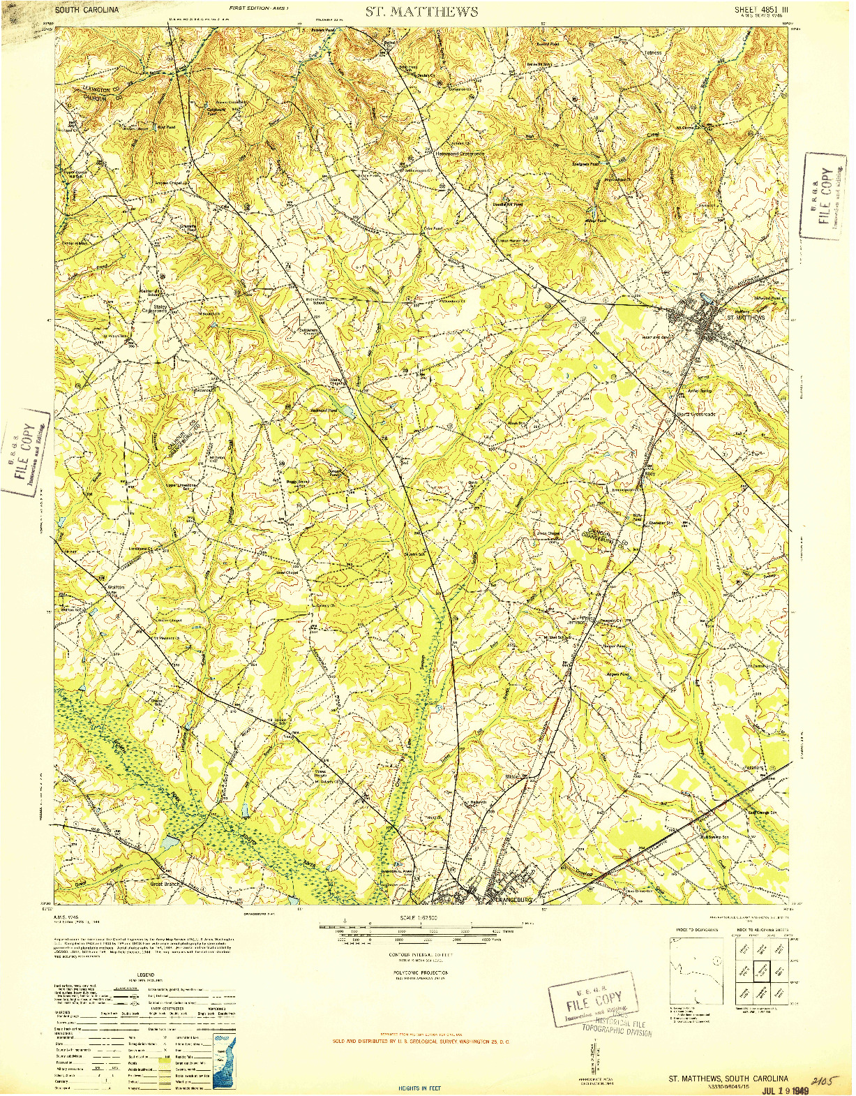 USGS 1:62500-SCALE QUADRANGLE FOR ST. MATTHEWS, SC 1946