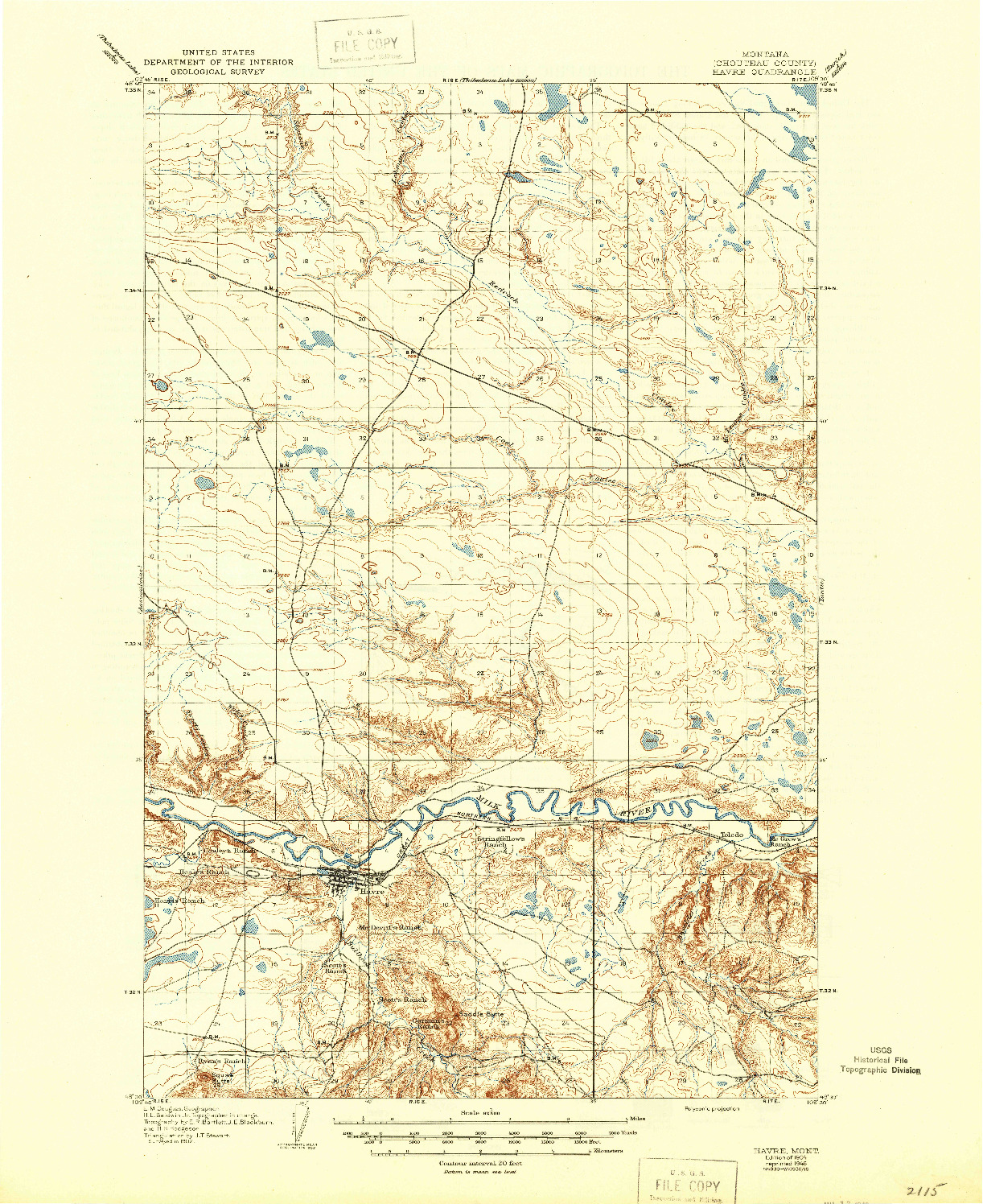 USGS 1:62500-SCALE QUADRANGLE FOR HAVRE, MT 1904