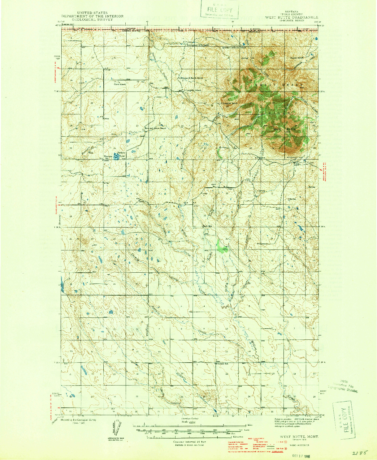 USGS 1:62500-SCALE QUADRANGLE FOR WEST BUTTE, MT 1945
