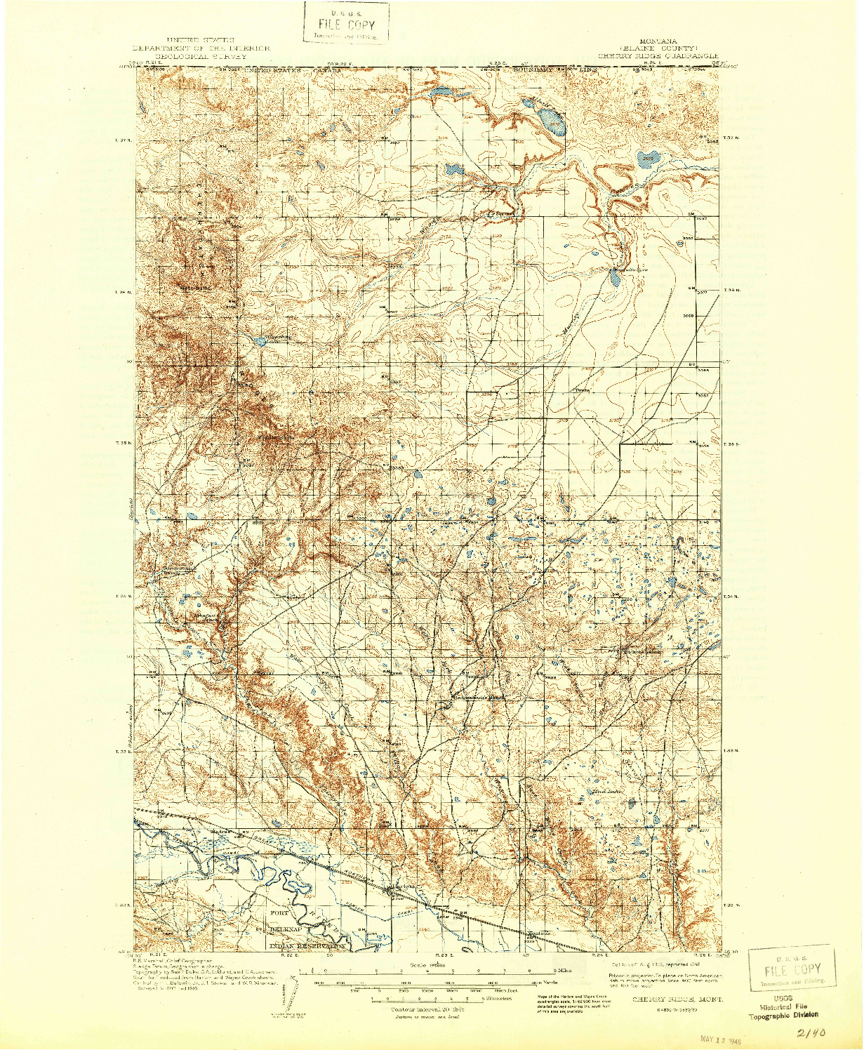 USGS 1:125000-SCALE QUADRANGLE FOR CHERRY RIDGE, MT 1913