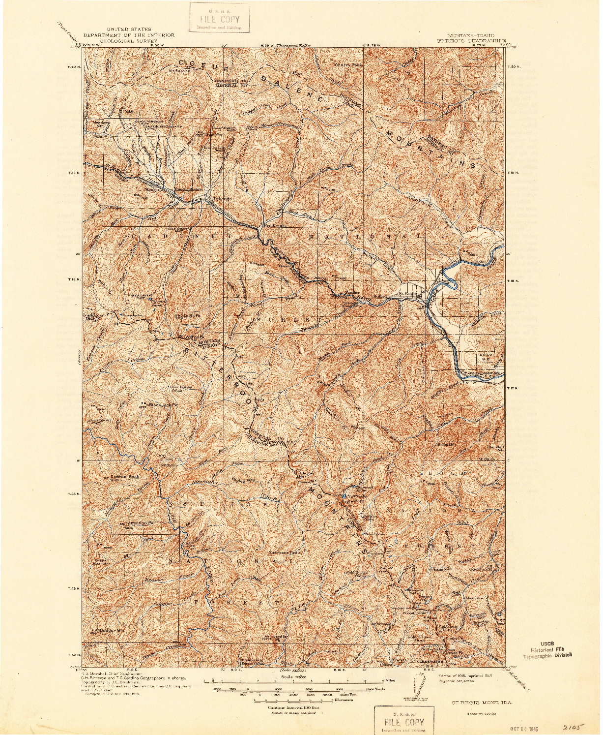 USGS 1:125000-SCALE QUADRANGLE FOR ST REGIS, MT 1918