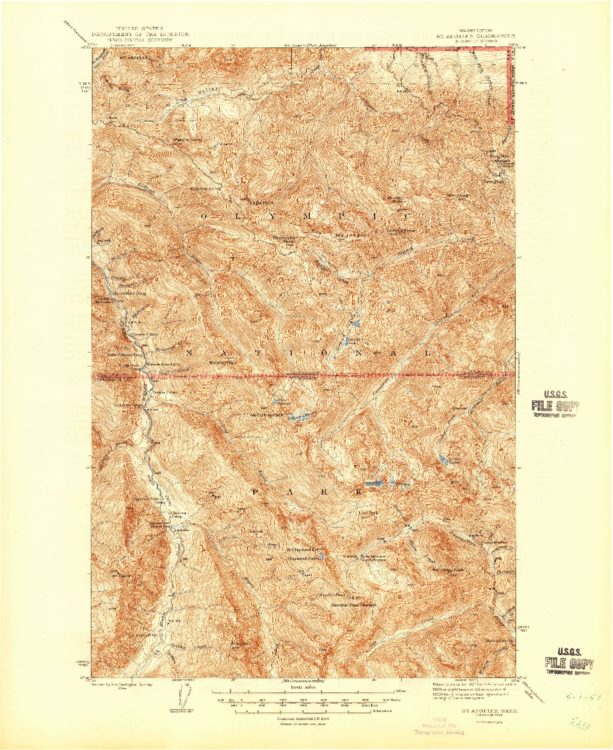 USGS 1:62500-SCALE QUADRANGLE FOR MT. ANGELES, WA 1946