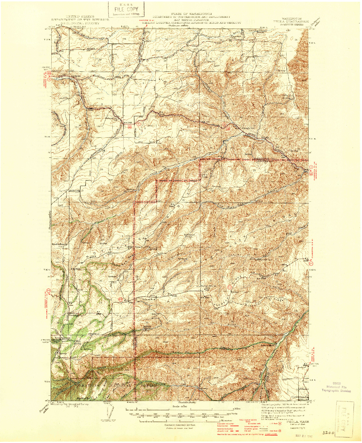 USGS 1:62500-SCALE QUADRANGLE FOR PEOLA, WA 1946