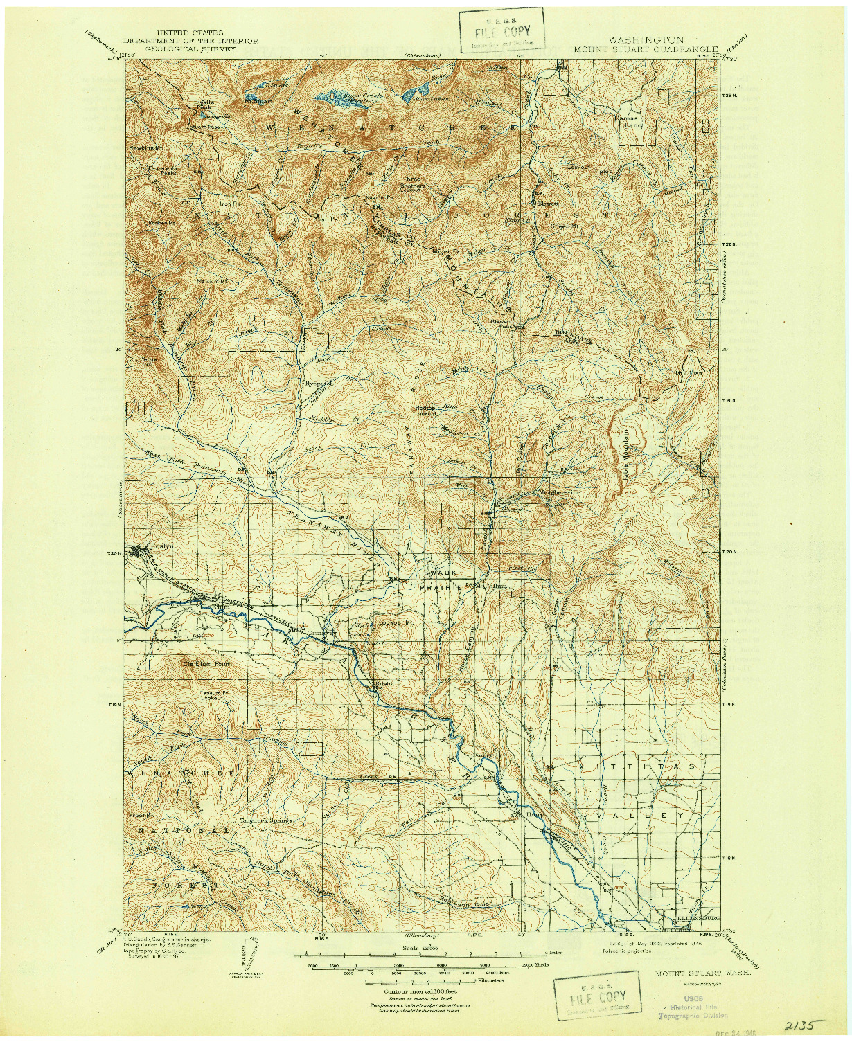 USGS 1:125000-SCALE QUADRANGLE FOR MOUNT STUART, WA 1902