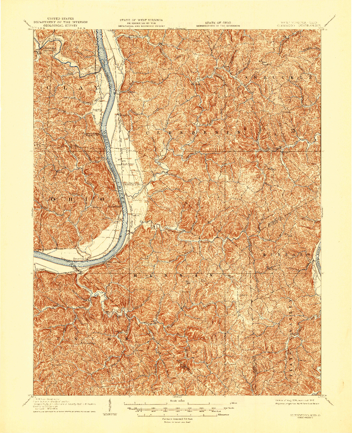 USGS 1:62500-SCALE QUADRANGLE FOR GLENWOOD, WV 1908
