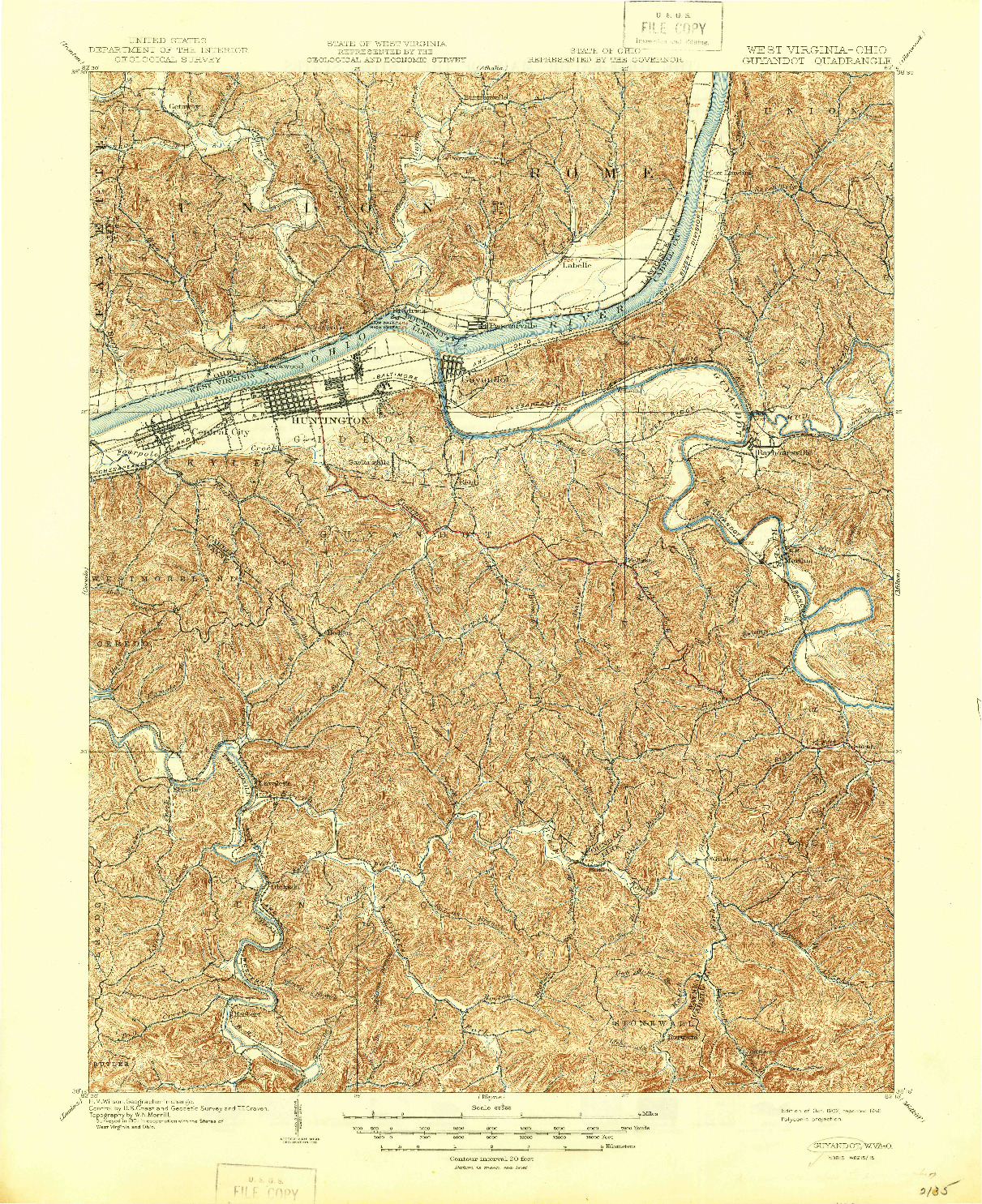 USGS 1:62500-SCALE QUADRANGLE FOR GUYANDOT, WV 1902