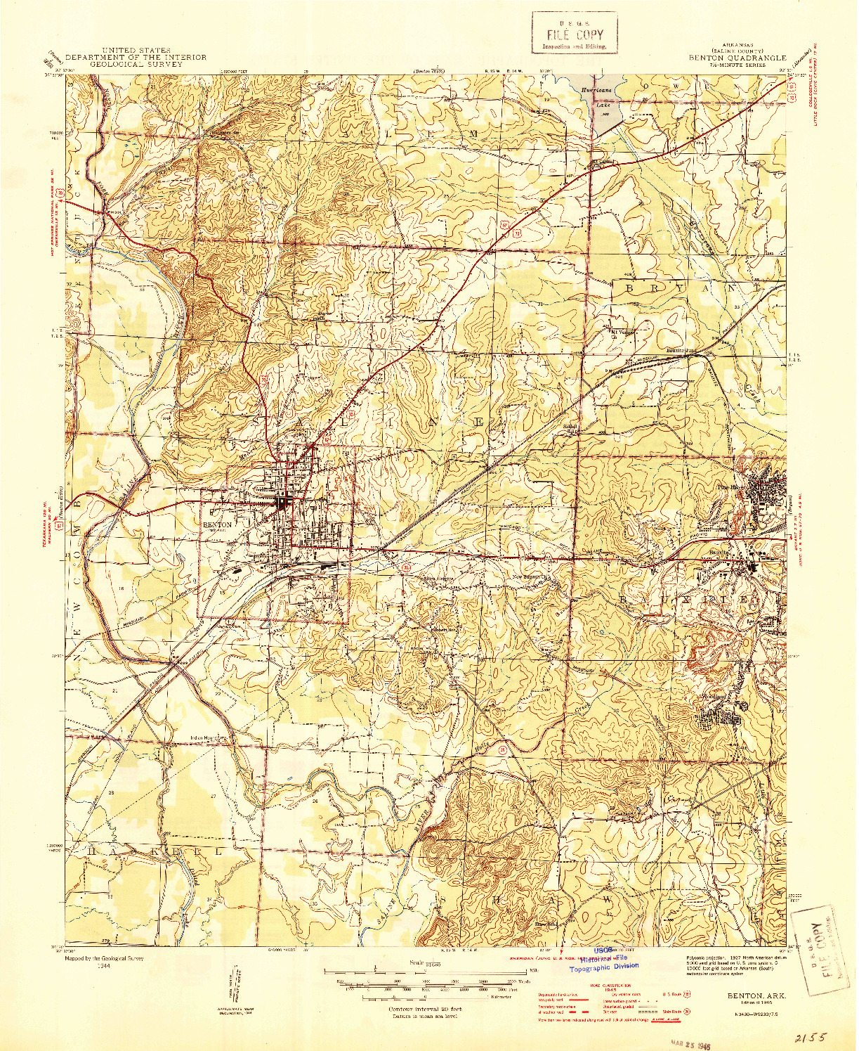 USGS 1:31680-SCALE QUADRANGLE FOR BENTON, AR 1944