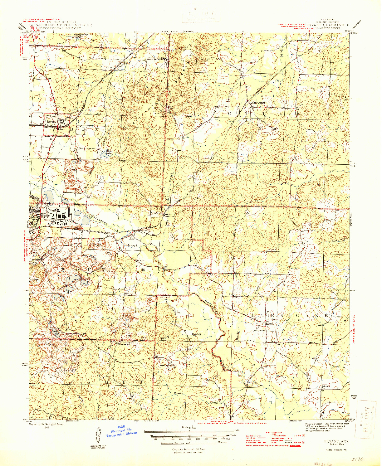 USGS 1:31680-SCALE QUADRANGLE FOR BRYANT, AR 1944