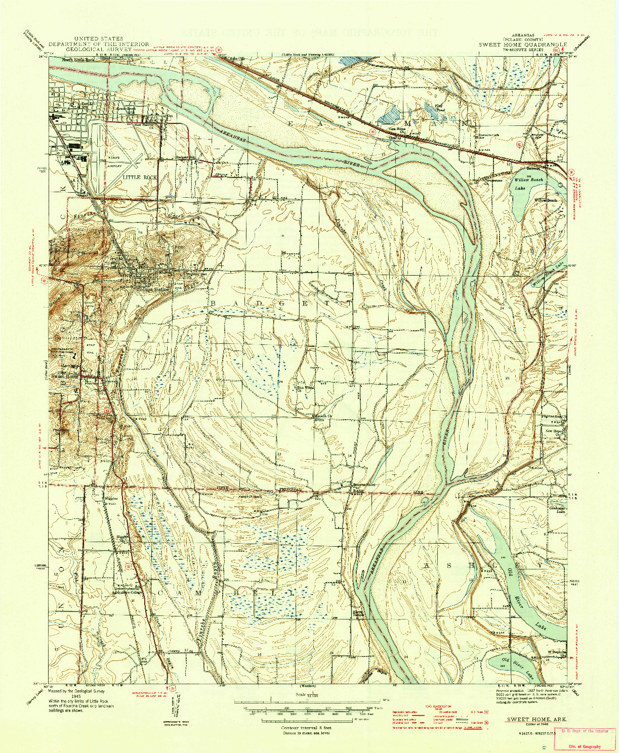 USGS 1:31680-SCALE QUADRANGLE FOR SWEET HOME, AR 1945