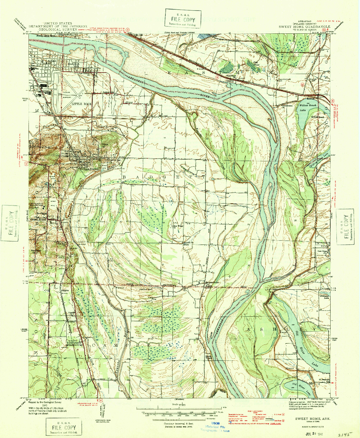 USGS 1:31680-SCALE QUADRANGLE FOR SWEET HOME, AR 1945