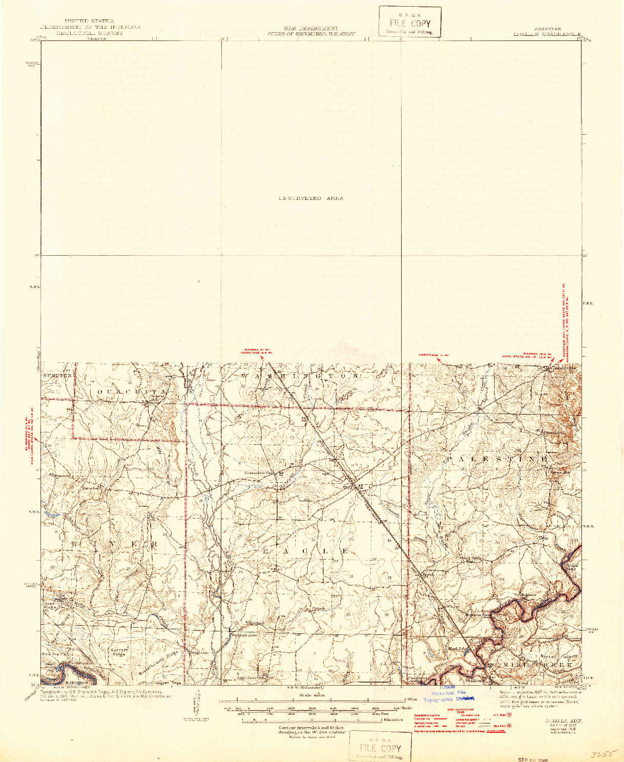 USGS 1:62500-SCALE QUADRANGLE FOR INGALLS, AR 1937