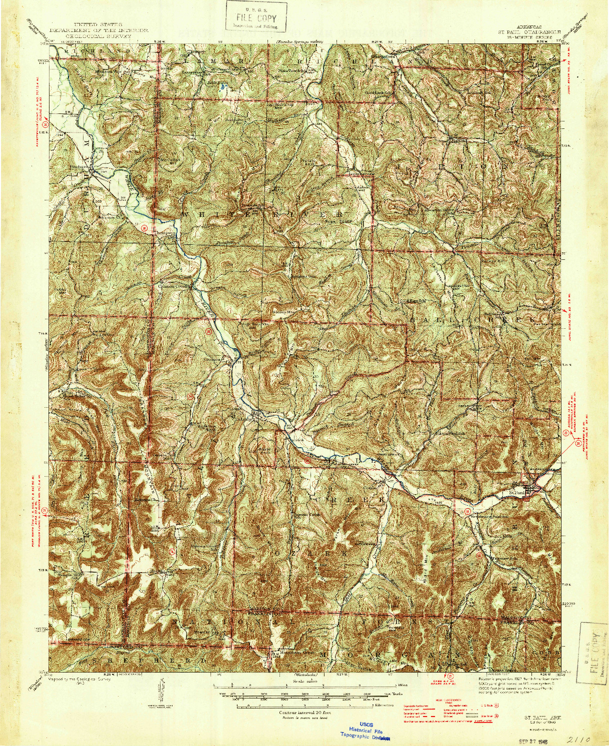 USGS 1:62500-SCALE QUADRANGLE FOR ST. PAUL, AR 1946