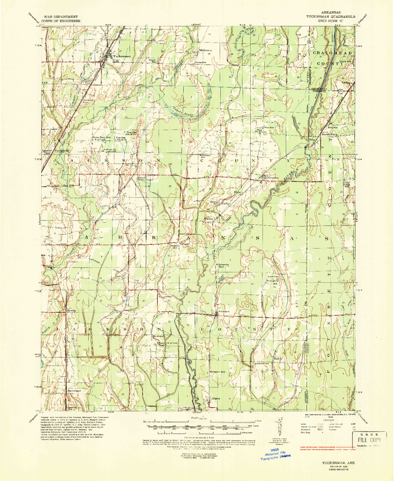 USGS 1:62500-SCALE QUADRANGLE FOR TUCKERMAN, AR 1935