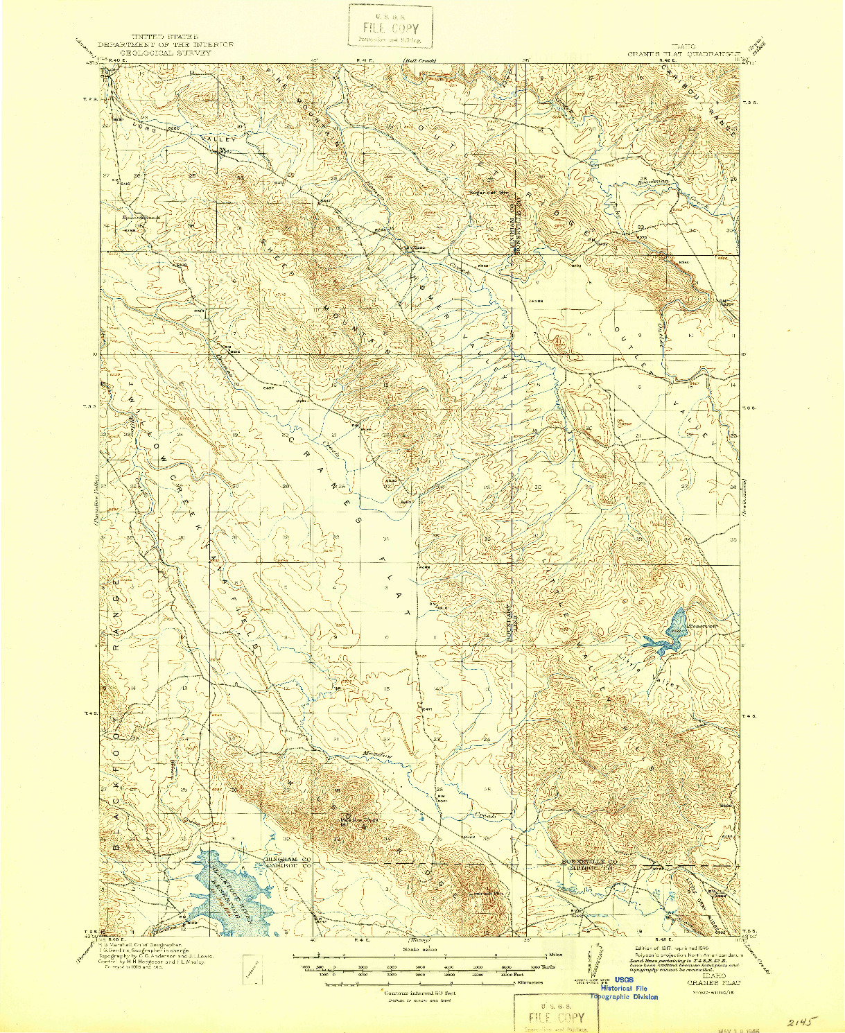 USGS 1:62500-SCALE QUADRANGLE FOR CRANES FLAT, ID 1917