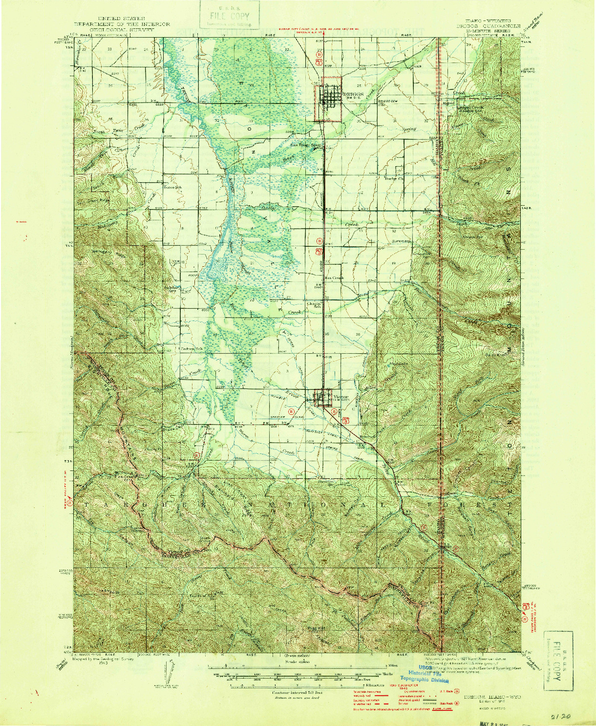 USGS 1:62500-SCALE QUADRANGLE FOR DRIGGS, ID 1946