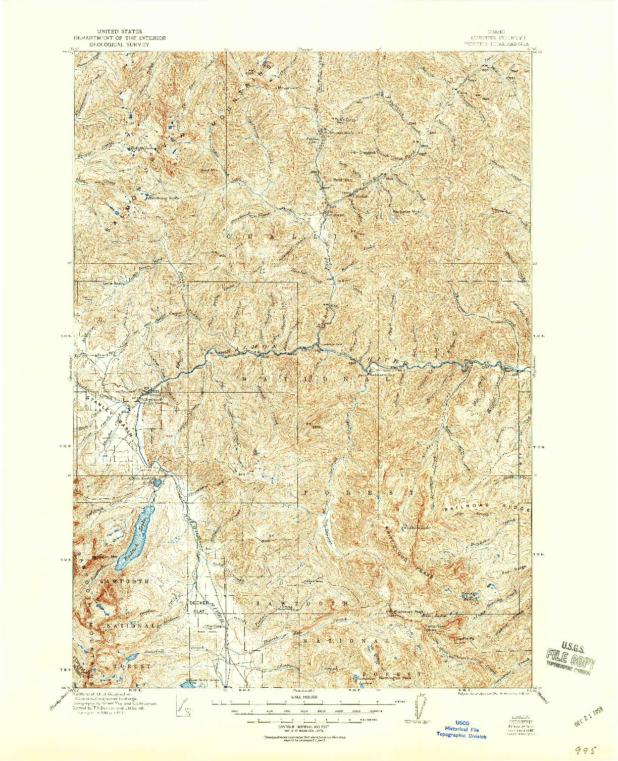 USGS 1:125000-SCALE QUADRANGLE FOR CUSTER, ID 1922