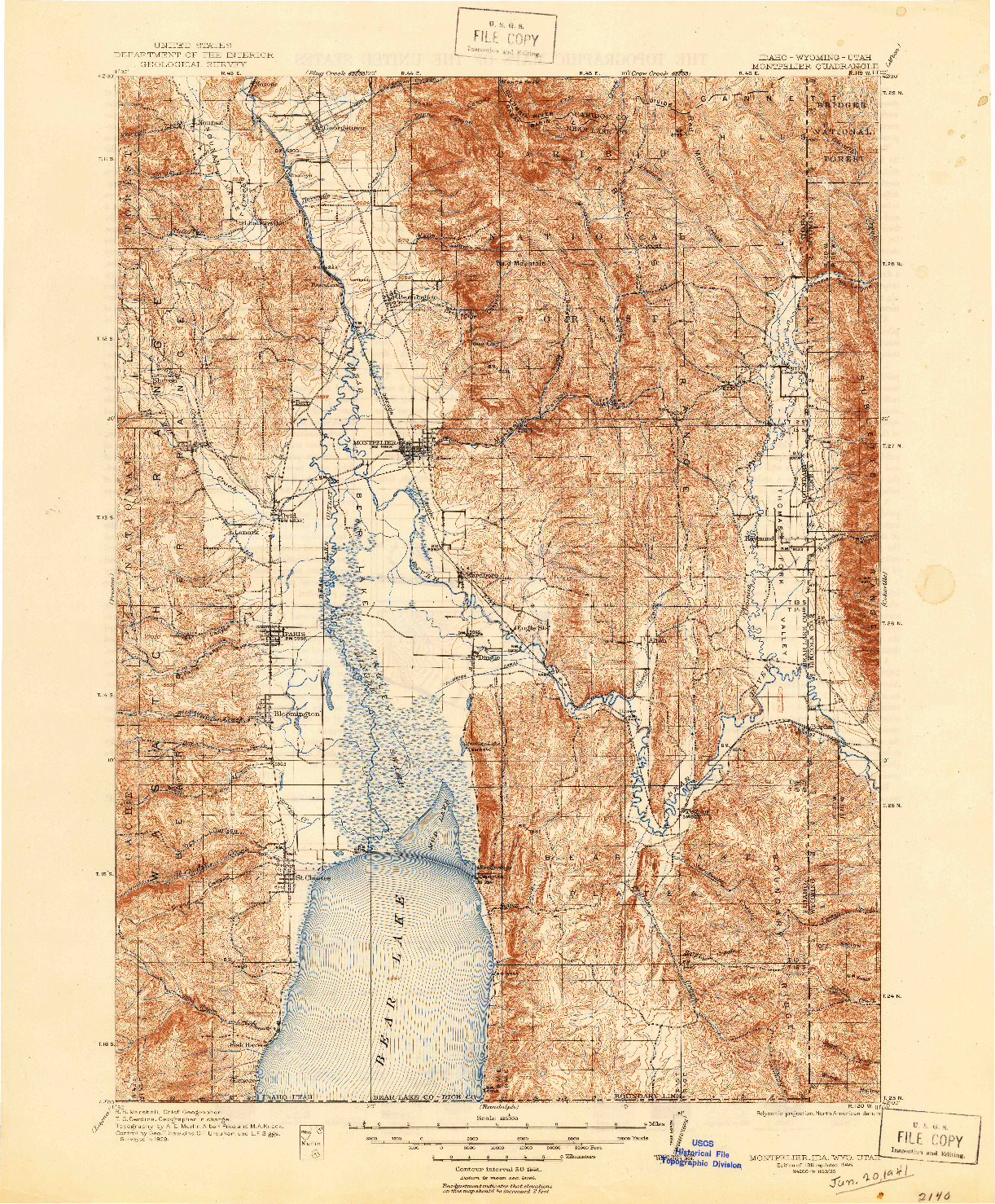 USGS 1:125000-SCALE QUADRANGLE FOR MONTPELIER, ID 1911