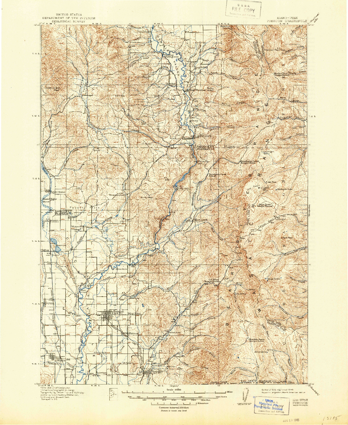 USGS 1:125000-SCALE QUADRANGLE FOR PRESTON, ID 1918
